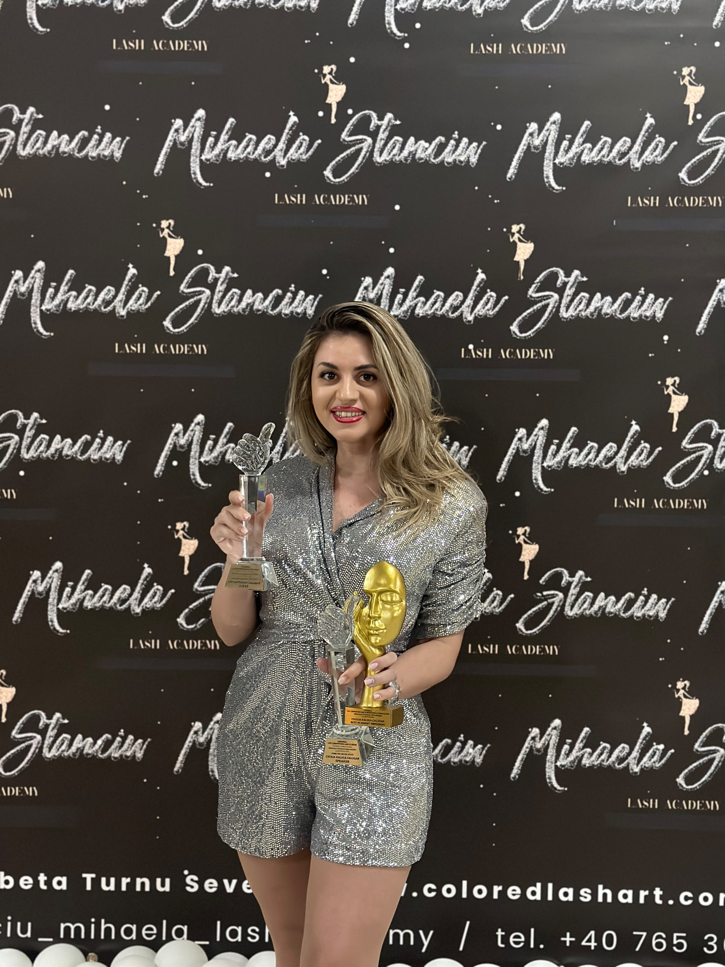 Cecilia Raluca Călugăr cu premiile Best Academy Timișoara, jurat și speaker la Lash Competition